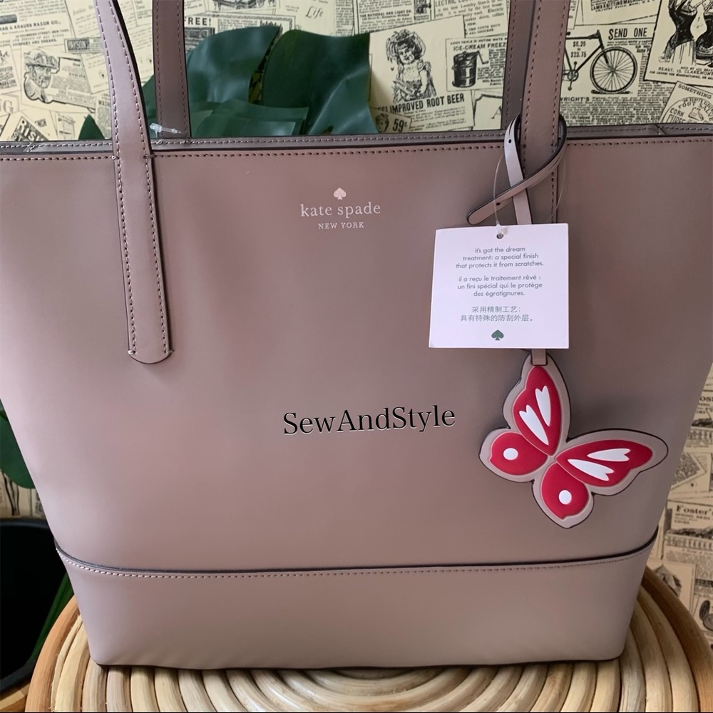 KATE SPADE ADLEY LARGE TOTE SHOULDER TAUPE BAG - Picture 9 of 9